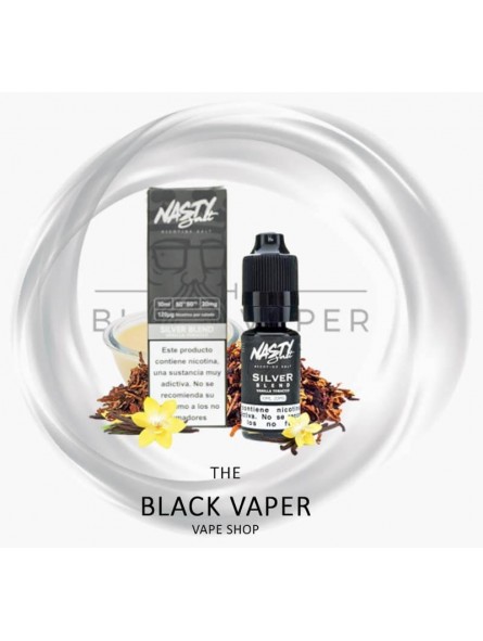 Silver Blend de Nasty Juice Salts combina el sabor clásico del tabaco con unos dulces, suaves y deliciosos toques de vainilla.