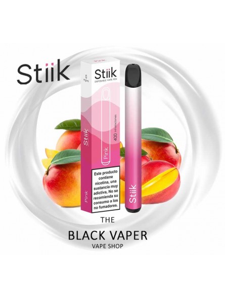Pod desechable Pink 400 puffs de la marca Stiik tiene un sabor a mango.
