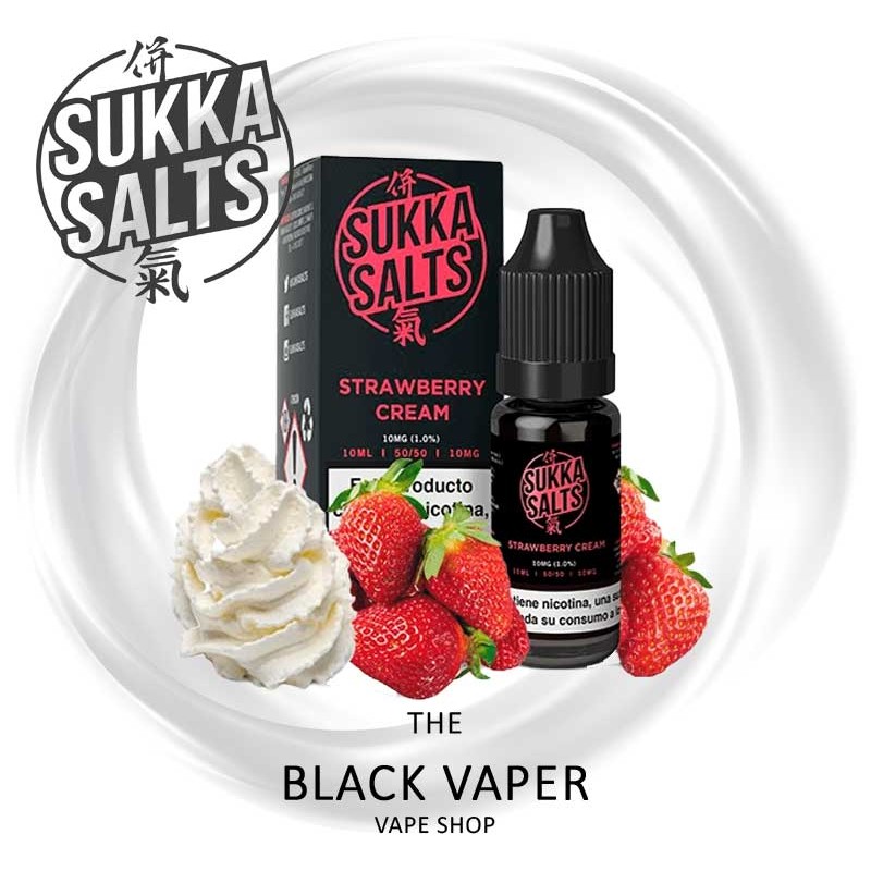 Comprar Strawberry Cream 10ml de Sukka Black Salts con sabor a fresas, nata.