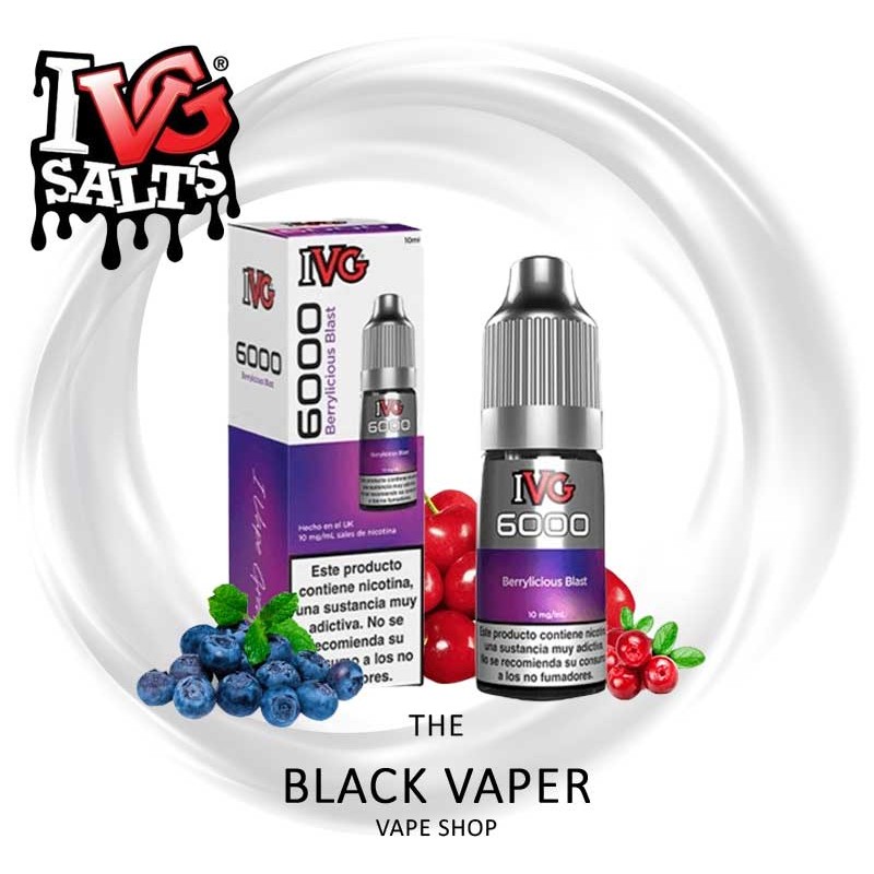 Compra Berrylicious Blast 10ml de IVG 6000 Salts con sabor a arándano azul, arándano rojo, cereza.