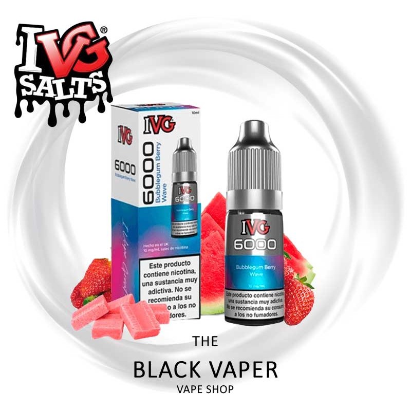 Compra Bubblegum Berry Wave 10ml de IVG 6000 Salts con sabor a chicle, sandía, fresa.