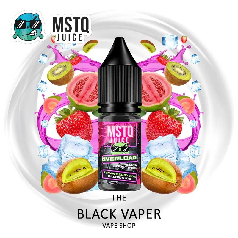 Compra Strawberry Kiwi Passion Ice 10ml de MSTQ Juice Overload Nic Salts con sabor a fresas, kiwi, fruta de la pasión, hielo.