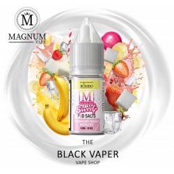 Compra Strawberry Banana Bubble Ice 10ml de Magnum Vape Extra Sweet Pod Salts con sabor a fresa, plátano, chicle, hielo.