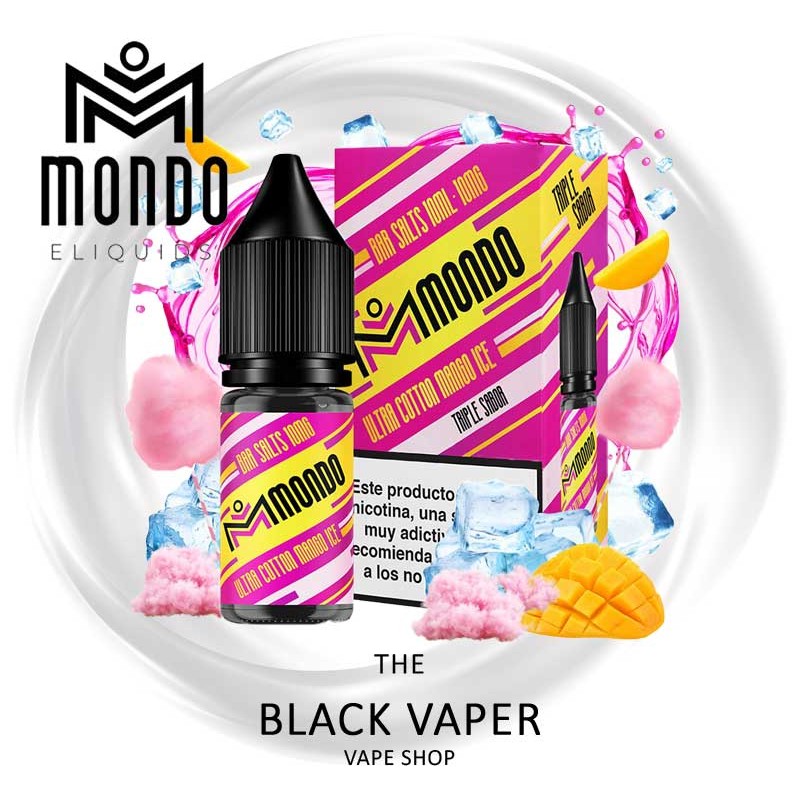 Compra Ultra Cotton Mango Ice 10ml de Mondo Bar Salts con sabor a algodón de azúcar, mango, hielo.