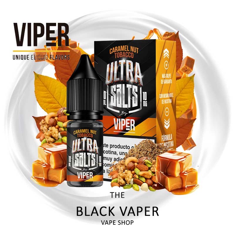 Comprar Caramel Nut Tobacco 10ml de Ultra Salts & Viper con sabor a tabaco, caramelo, frutos secos.