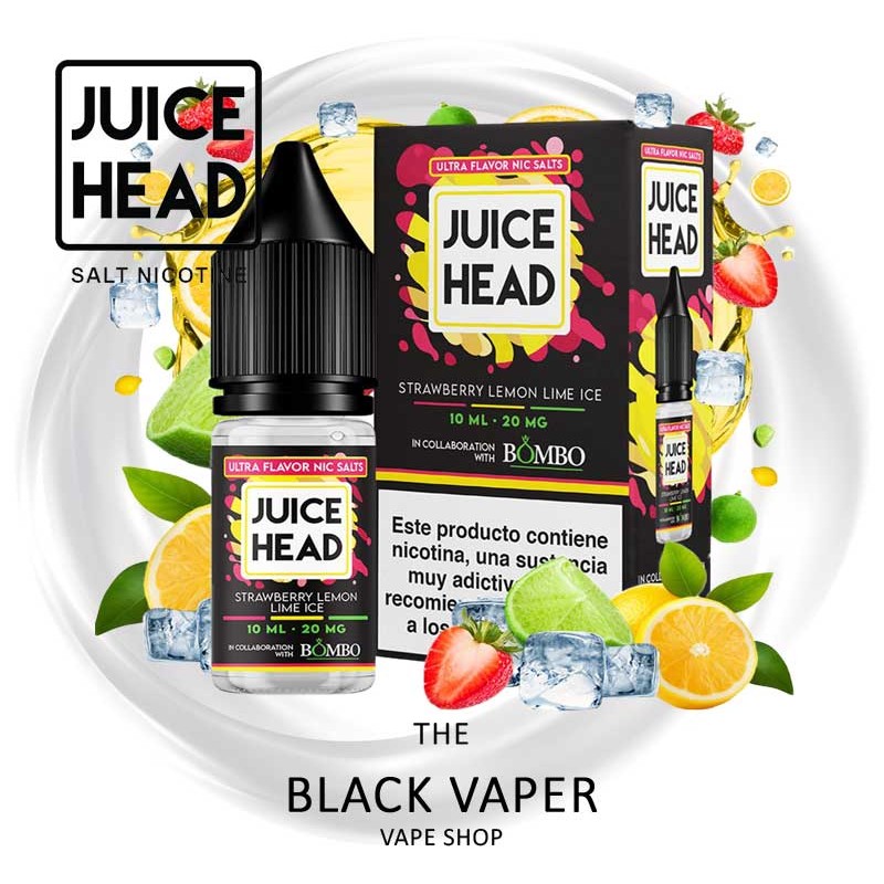 Comprar Strawberry Lemon Lime Ice 10ml de Juice Head Nic Salts & Bombo con sabor a fresas, lima, limón, hielo.