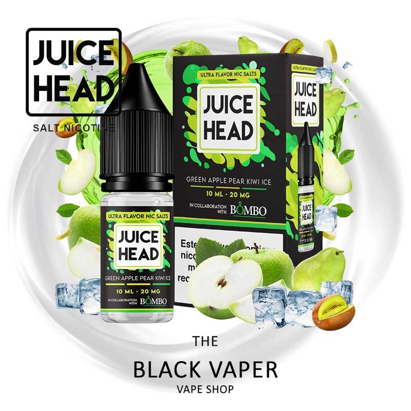 Comprar Green Apple Pear Kiwi Ice 10ml de Juice Head Nic Salts & Bombo con sabor a manzana, pera, kiwi, hielo.