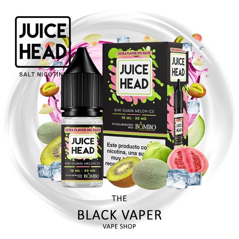 Comprar Kiwi Guava Melon Ice 10ml de Juice Head Nic Salts & Bombo con sabor a kiwi, guava, melón, hielo.