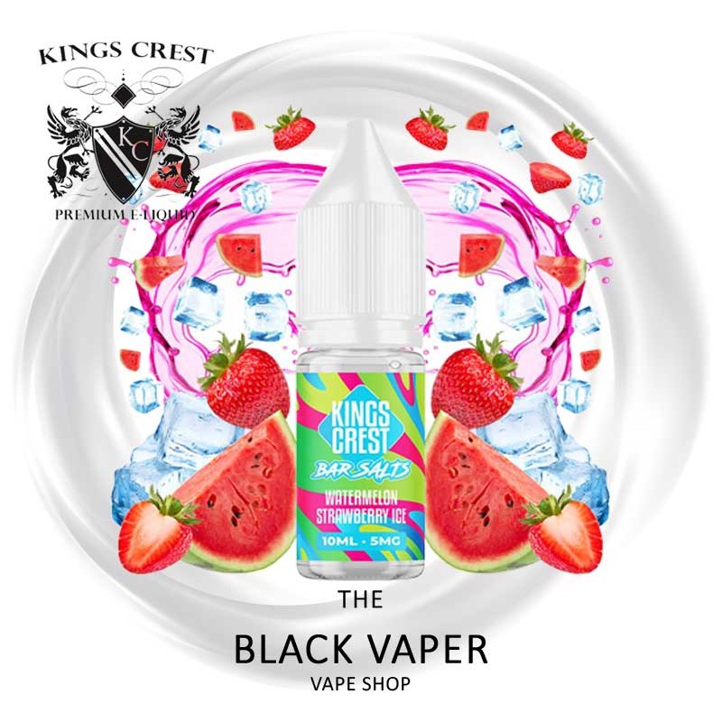 Compra Watermelon Strawberry Ice 10ml de Kings Crest Bar Juice Bar Salts con sabor a sandia, fresas, hielo.