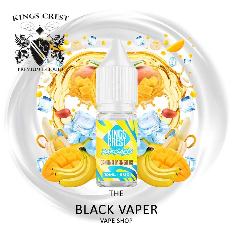 Compra Banana Mango Ice 10ml de Kings Crest Bar Juice Bar Salts con sabor a plátano, mango, hielo.