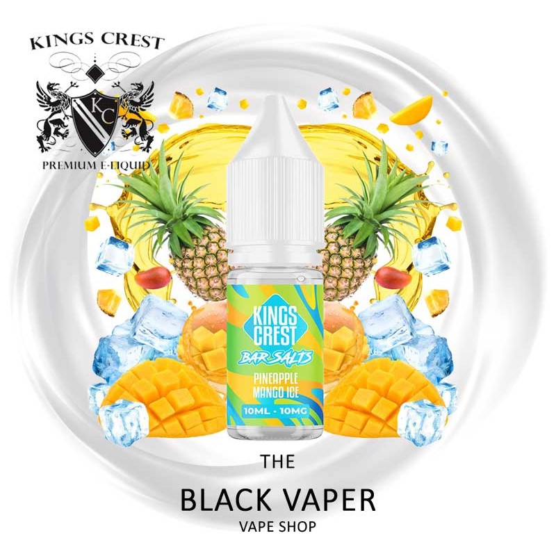 Compra Pineapple Mango Ice 10ml de Kings Crest Bar Juice Bar Salts con sabor a piña, mango, hielo.