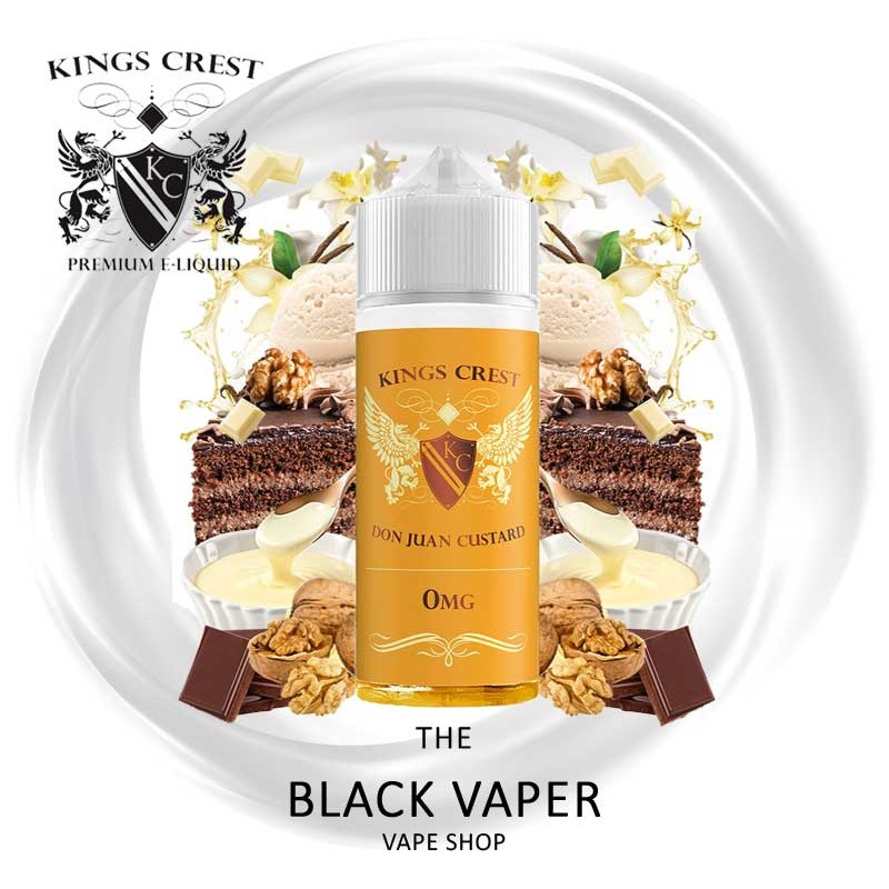 Comprar Don Juan Custard 100ml de Kings Crest con sabor a tarta, chocolate, mantequilla, nueces, crema, natillas.