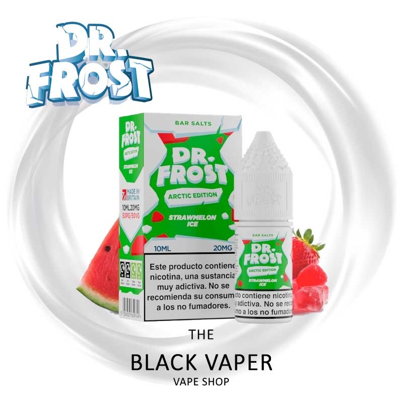 Compra Strawmelon Ice 10ml de Dr Frost Salts con sabor a fresa, sandia, hielo.