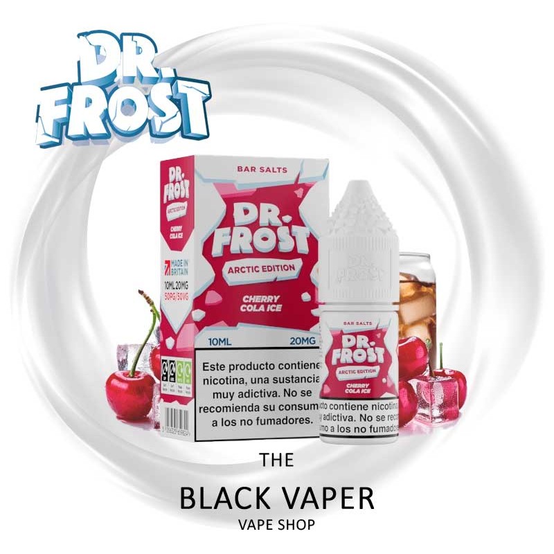 Compra Cherry Cola Ice 10ml de Dr Frost Salts con sabor a cereza, cola, hielo.