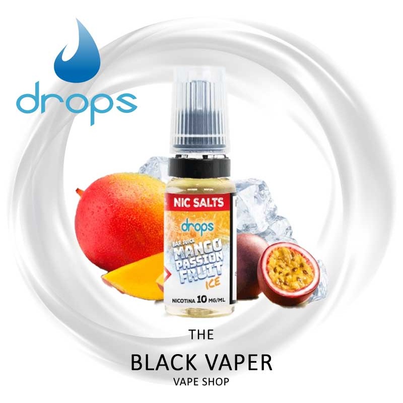Compra Mango Passion Fruit Ice 10ml de Drops Bar Juice Salts con sabor a mango, fruta de la pasión, hielo.