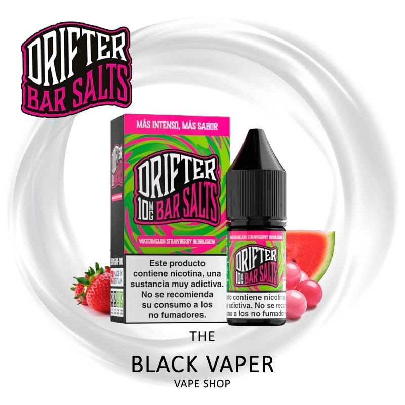 Compra Watermelon Strawberry Bubblegum 10ml de Drifter Bar Salts con sabor a sandia, fresas, chicle.