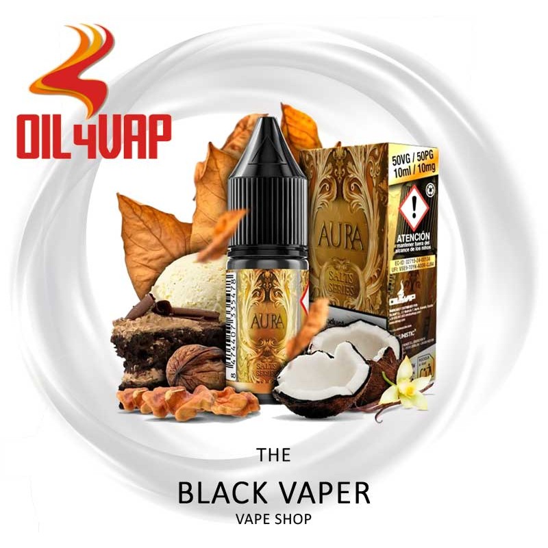 Compra Aura 10ml de Oil4vap salts con sabor a Vainilla, Frutos secos, Caramelo, Helado, Azúcar, Torrija.