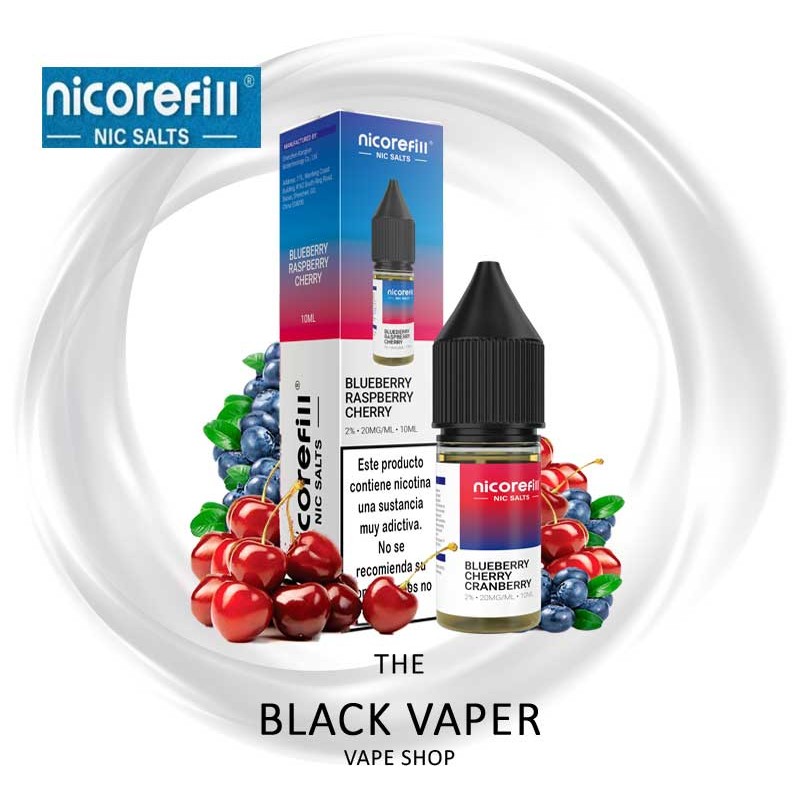 Compra Blueberry Cherry Cranberry 10ml de Nicorefill nic Salts con sabor a arándano, cereza, arándano rojo.