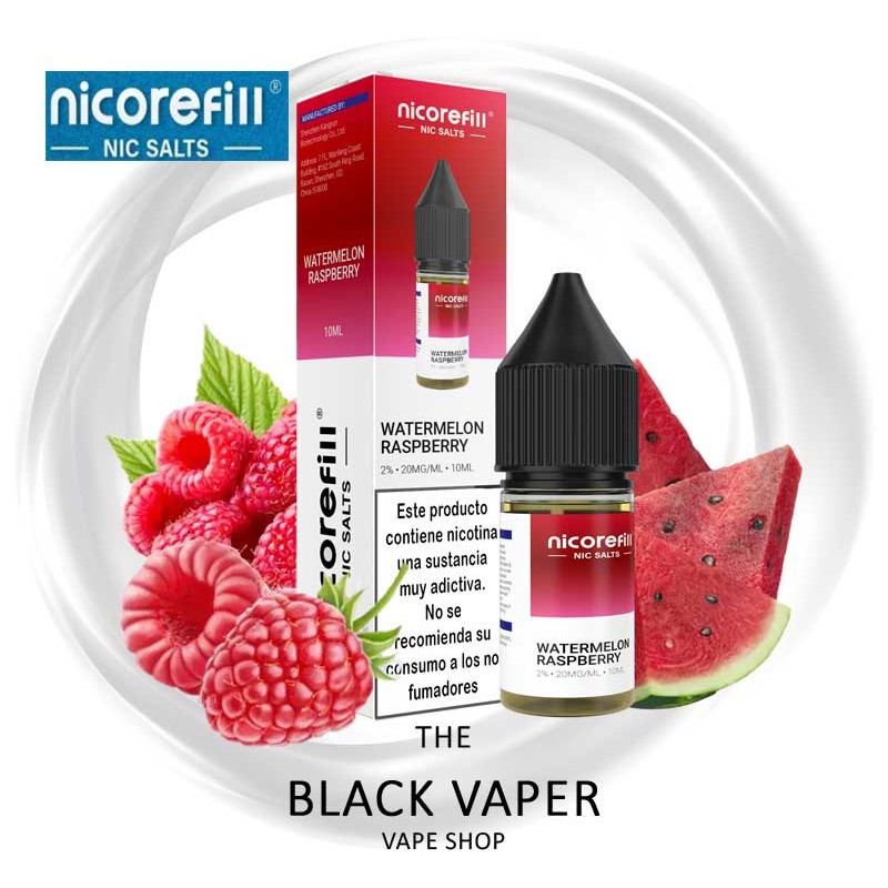 Compra Watermelon Raspberry 10ml de Nicorefill nic Salts con sabor a sandia, frambuesa.