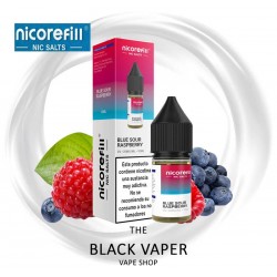 Compra Blue Sour Raspberry 10ml de Nicorefill nic Salts con sabor a arándano azul, frambuesa azul.