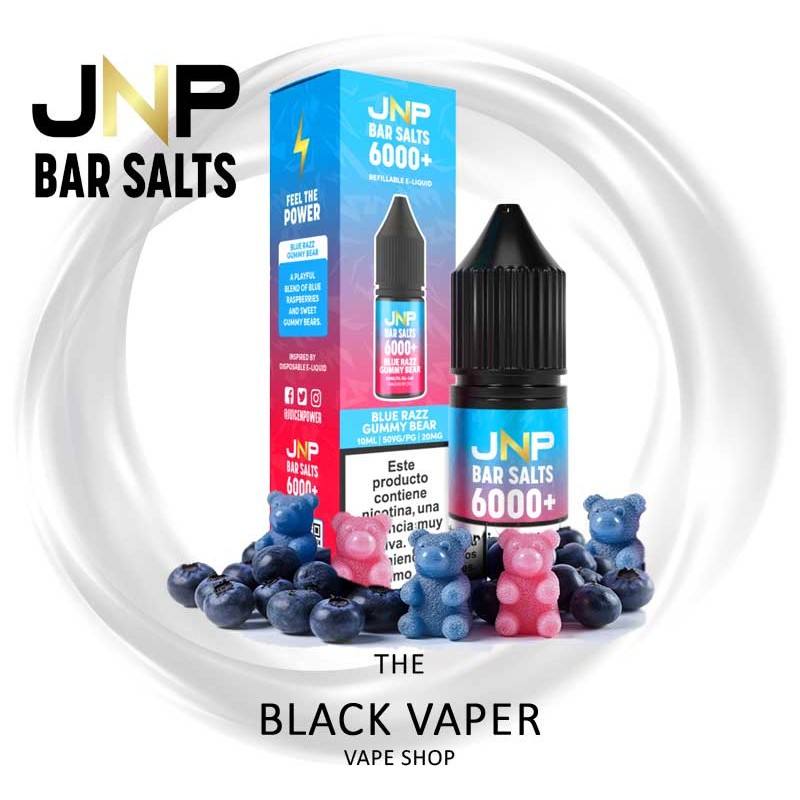 Compra Blue Razz Gummy Bear 10ml de JNP Bar Salts con sabor a frambuesas azules, ositos de gominola.