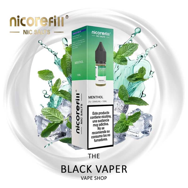 Compra Menthol 10ml de Nicorefill nic Salts con sabor a Mentol puro.