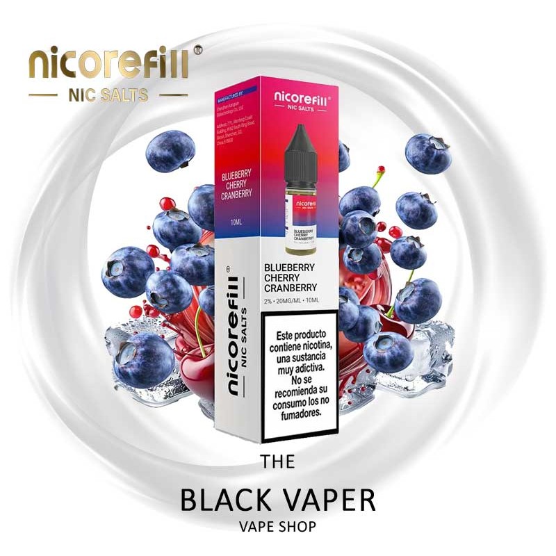 Compra Blueberry Cherry Cranberry 10ml de Nicorefill nic Salts con sabor a arándano, cereza, arándano rojo.
