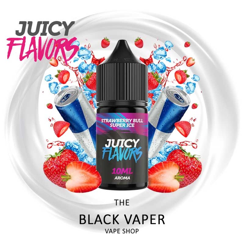 Compra Aroma Strawberry Bull Super Ice 10ml/30 (MiLongfill) de Juicy Flavors con sabor a fresa, bebida energética, hielo.