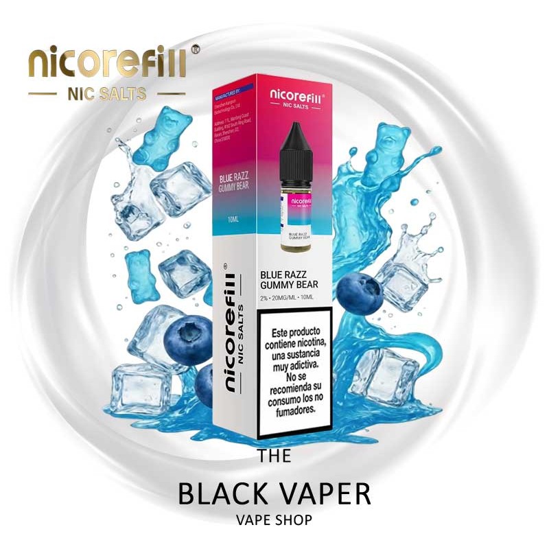 Compra Blue Razz Gummy Bear 10ml de Nicorefill nic Salts con sabor a frambuesa azul, osito de gominolas