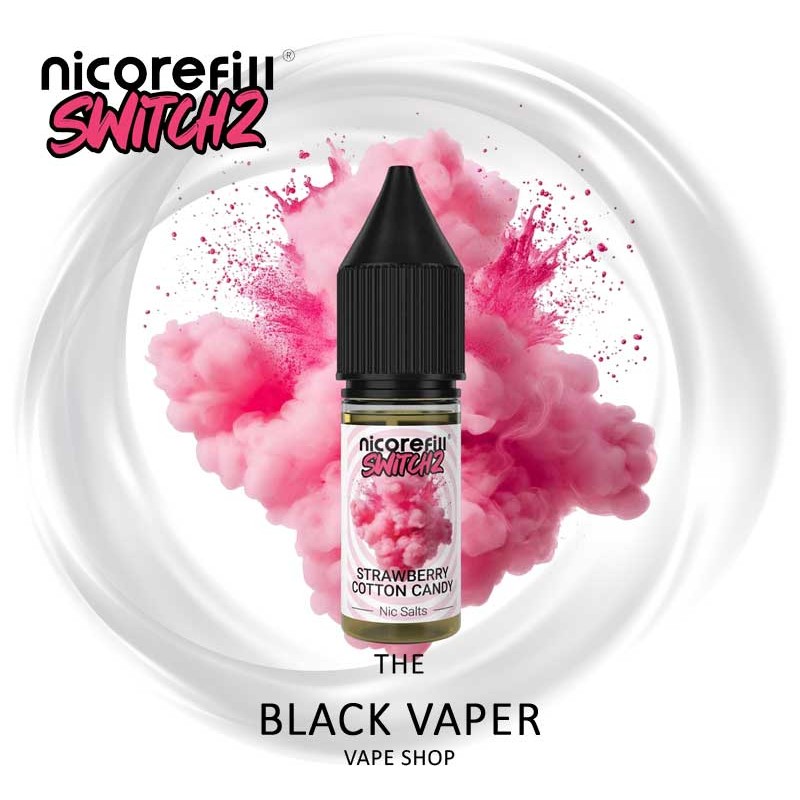 Compra Strawberry Cotton Candy 10ml de Nicorefill Switch2 con sabor a algodón de azúcar con fresas.