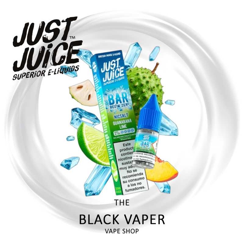 Compra Guanabana and Lime 10ml de Just Juice Below Zero Salts con sabor a guanábana, lima, melocotón, hielo.