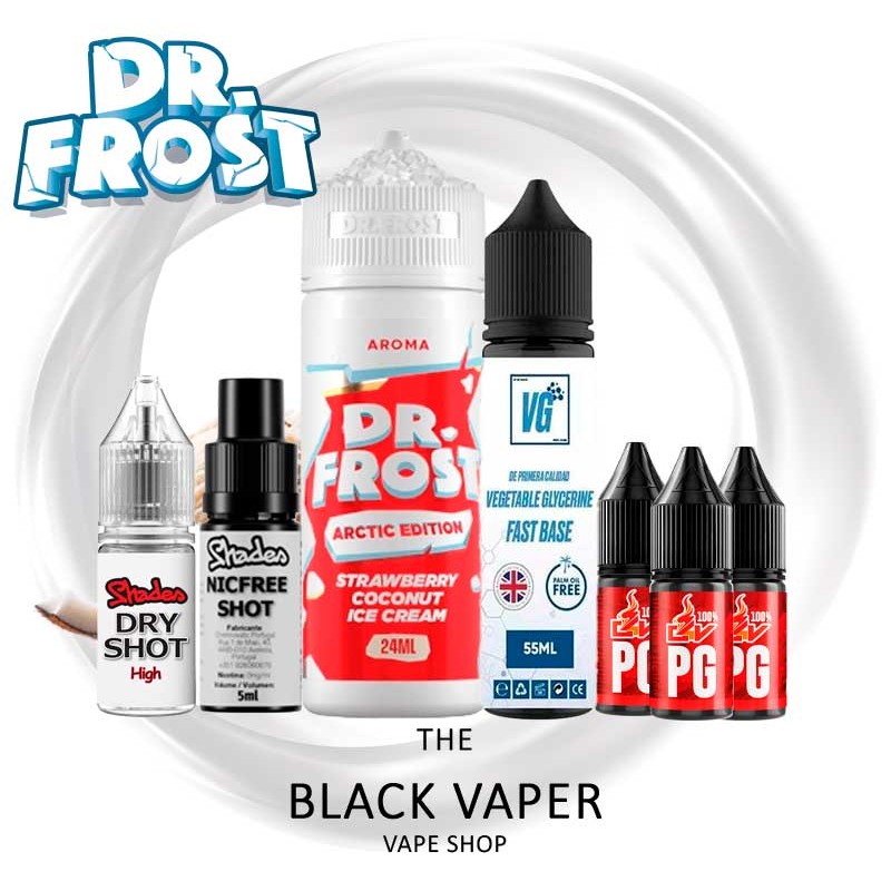 Pack Strawberry Coconut Ice Cream 24/120ml Dr Frost sabor fresa coco helado con hielo