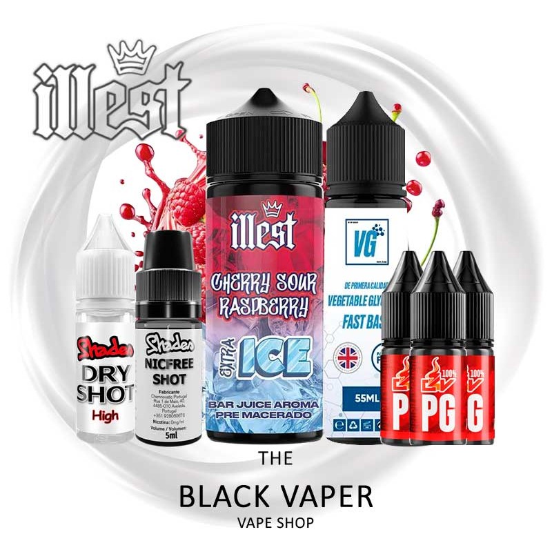 Pack Cherry Sour Raspberry Extra Ice 30/120ml Longfill Illest Salts