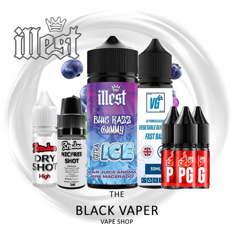 Pack Blue Razz Gummy Extra Ice 30/120ml Longfill Illest Salts