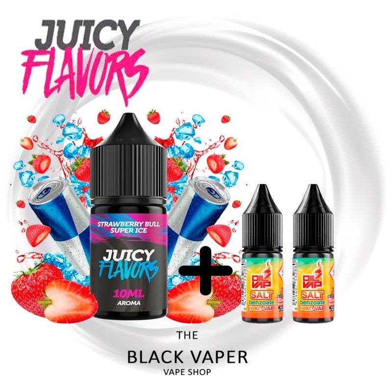 Pack Strawberry Bull Super Ice Juicy Flavors con bebida energética, fresa dulce y frescor intenso. Ideal para dispositivos pod.
