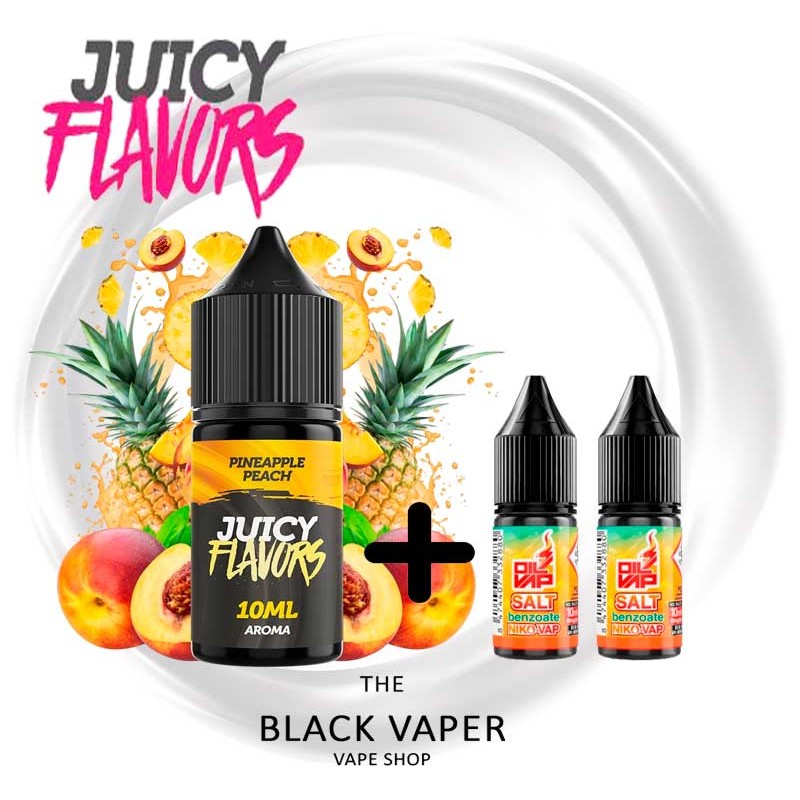 Pack Pineapple Peach Juicy Flavors con piña dulce y jugoso melocotón tropical. Ideal para dispositivos pod.