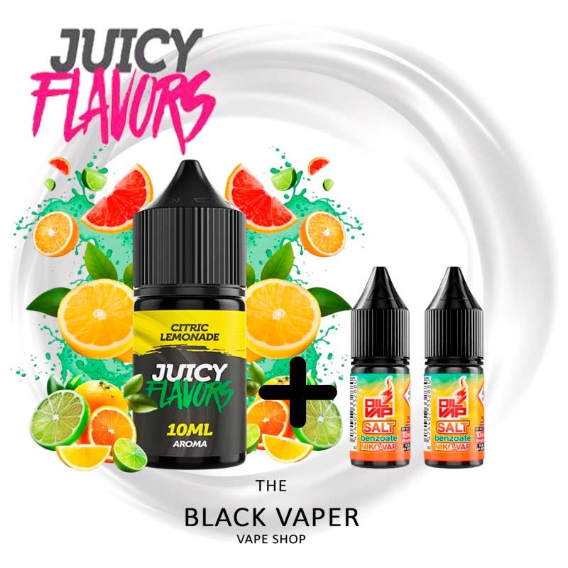 Pack Citric Lemonade Juicy Flavors con limonada cítrica, lima dulce, naranja y pomelo. Ideal para dispositivos pod.