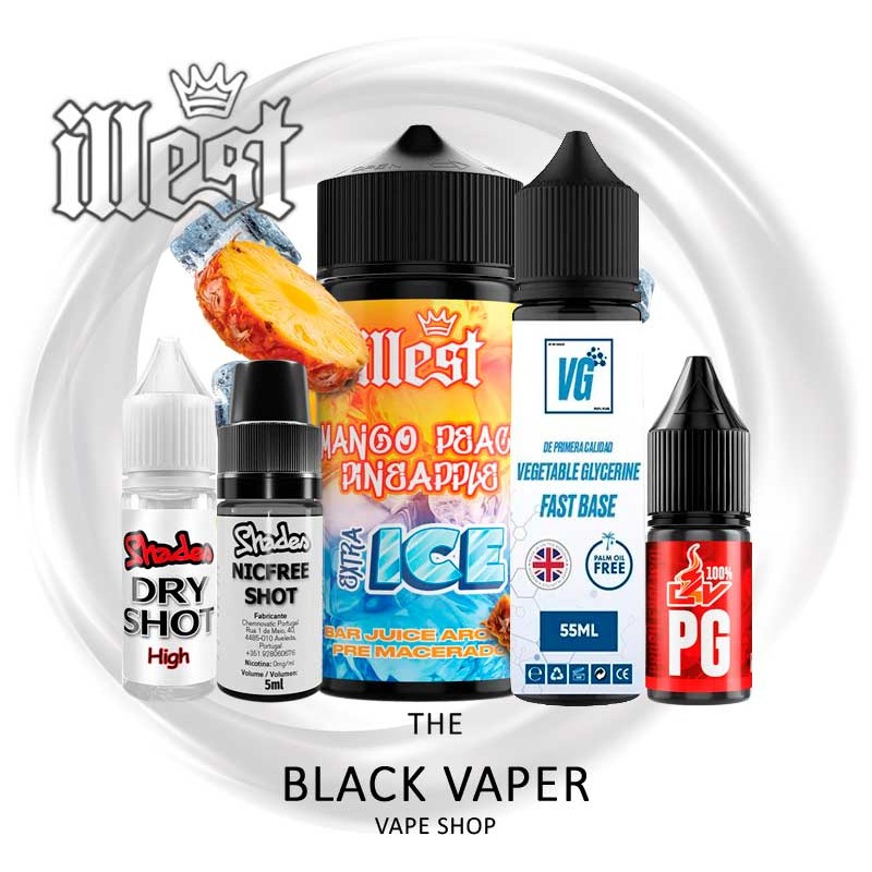 Pack Mango Peach Pineapple Extra Ice 20/120ml Illest Salts con mango, melocotón, piña y extra ice