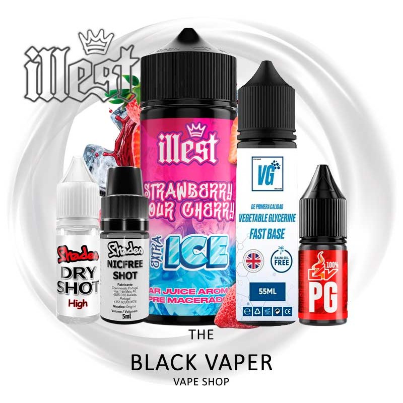 Pack Strawberry Sour Cherry Extra Ice 20/120ml Illest Salts con fresa, cereza ácida y extra ice